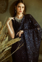 Load image into Gallery viewer, Idylic Adorned Gown Saree With Sequence Palla - Midnight Blue