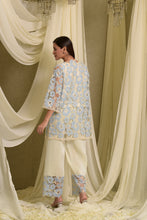 Load image into Gallery viewer, Myra Mesh Floral Pastel Kurta with Pleated Pants - Pastel Blue