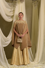 Load image into Gallery viewer, Divine Embroidered Cape With Brocade Sharara Pants - Gold