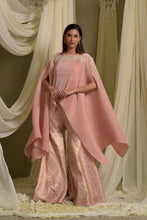 Load image into Gallery viewer, Divine Embroidered Cape With Brocade Sharara Pants - Blush Pink