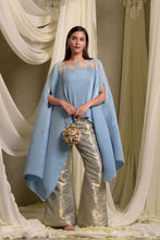 Load image into Gallery viewer, Divine Embroidered Cape With Brocade Palazzo Pants - Powder Blue