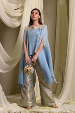 Load image into Gallery viewer, Divine Embroidered Cape With Brocade Palazzo Pants - Powder Blue