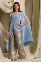 Load image into Gallery viewer, Divine Embroidered Cape With Brocade Palazzo Pants - Powder Blue