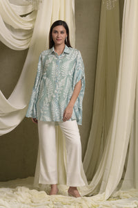 Elahe Embroidered Rowan Shirt - Aqua Blue