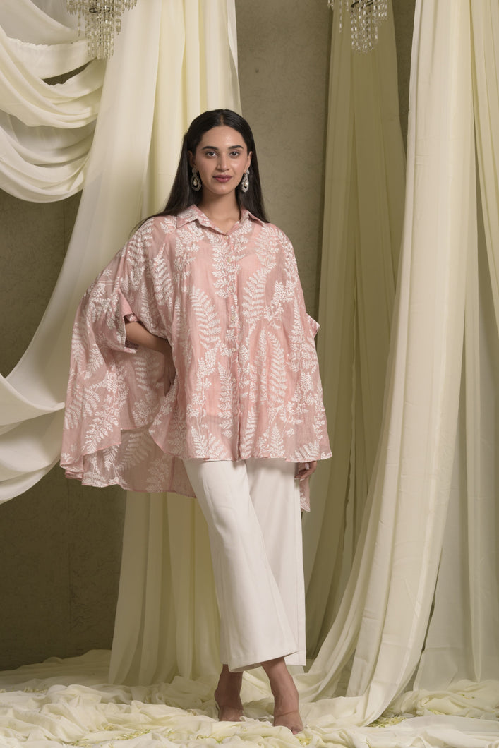 Elahe Embroidered Rowan Shirt - Peach