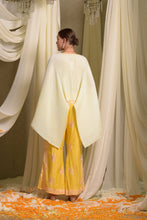 Load image into Gallery viewer, Reyna Gara Glazed Embroidered Pleated V- Neck Cape Coordinated with Straight Pants - Yellow