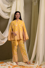 Load image into Gallery viewer, Reyna Gara Glazed Cape Jacket With Coordinated Pants - Yellow