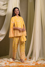 Load image into Gallery viewer, Reyna Gara Glazed Cape Jacket With Coordinated Pants - Yellow