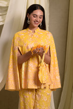 Load image into Gallery viewer, Reyna Gara Glazed Cape Jacket With Coordinated Pants - Yellow