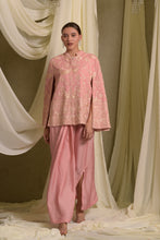 Load image into Gallery viewer, Reyna Gara Glazed Cape Jacket With Dhoti Skirt - Blush Pink