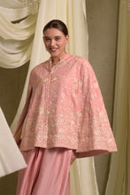 Load image into Gallery viewer, Reyna Gara Glazed Cape Jacket With Dhoti Skirt - Blush Pink