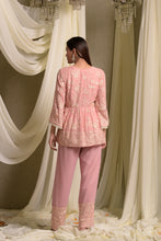 Load image into Gallery viewer, Reyna Gara Glazed Peplum With Coordinated Pants - Pink