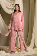 Load image into Gallery viewer, Reyna Gara Glazed  Shirt With Slit Pants- Pastel Pink