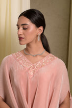 Load image into Gallery viewer, Reyna Gara Glazed Embroidered Pleated V- Neck Cape Coordinated with Straight Pants - Pastel Pink