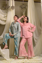 Load image into Gallery viewer, Reyna Gara Glazed  Shirt With Slit Pants- Pastel Pink