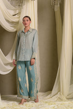 Load image into Gallery viewer, Reyna Gara Glazed Shirt With Slit Pants - Mint