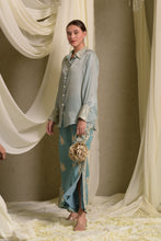 Load image into Gallery viewer, Reyna Gara Glazed Shirt With Slit Pants - Mint