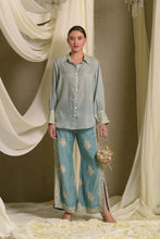 Load image into Gallery viewer, Reyna Gara Glazed Shirt With Slit Pants - Mint