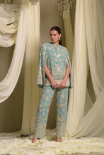 Load image into Gallery viewer, Reyna Gara Glazed Cape Jacket With Coordinated Pants - Mint