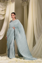 Load image into Gallery viewer, Classy Pleated Gown Saree - Powder Blue