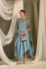 Load image into Gallery viewer, Slip Easy Dress With Organza Cape - Powder Blue &amp; Olive