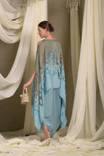 Load image into Gallery viewer, Slip Easy Dress With Organza Cape - Powder Blue &amp; Olive