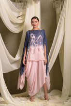 Load image into Gallery viewer, Slip Easy Dress With Organza Cape - Pink &amp; Blue