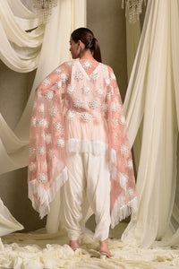 Glass Fringe Cape - Peach