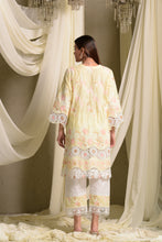 Load image into Gallery viewer, Myra Mesh Floral Lace Kurta with Pant - Yellow Daffodil