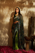 Load image into Gallery viewer, Flavina Adorned Gown Saree with Sequins Palla- Olive