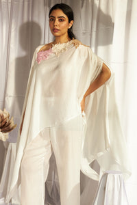 Divine Sequins Embroidered Cape Co-ordinated with Pants - Pink Ivory Ombre