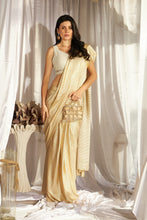 Load image into Gallery viewer, Magnificent Metallic Skirt Saree with Pearl Blouse - Nude