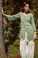 Load image into Gallery viewer, Dainty Diana Embellished Long Tunic with Ombre Organza Sharara and Embroidered Dupatta - Mint Green