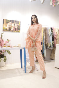 Sonakshi Gandhi in our Sahanna Scalloped Tunic Co-ordinated with Straight Pants - Peach