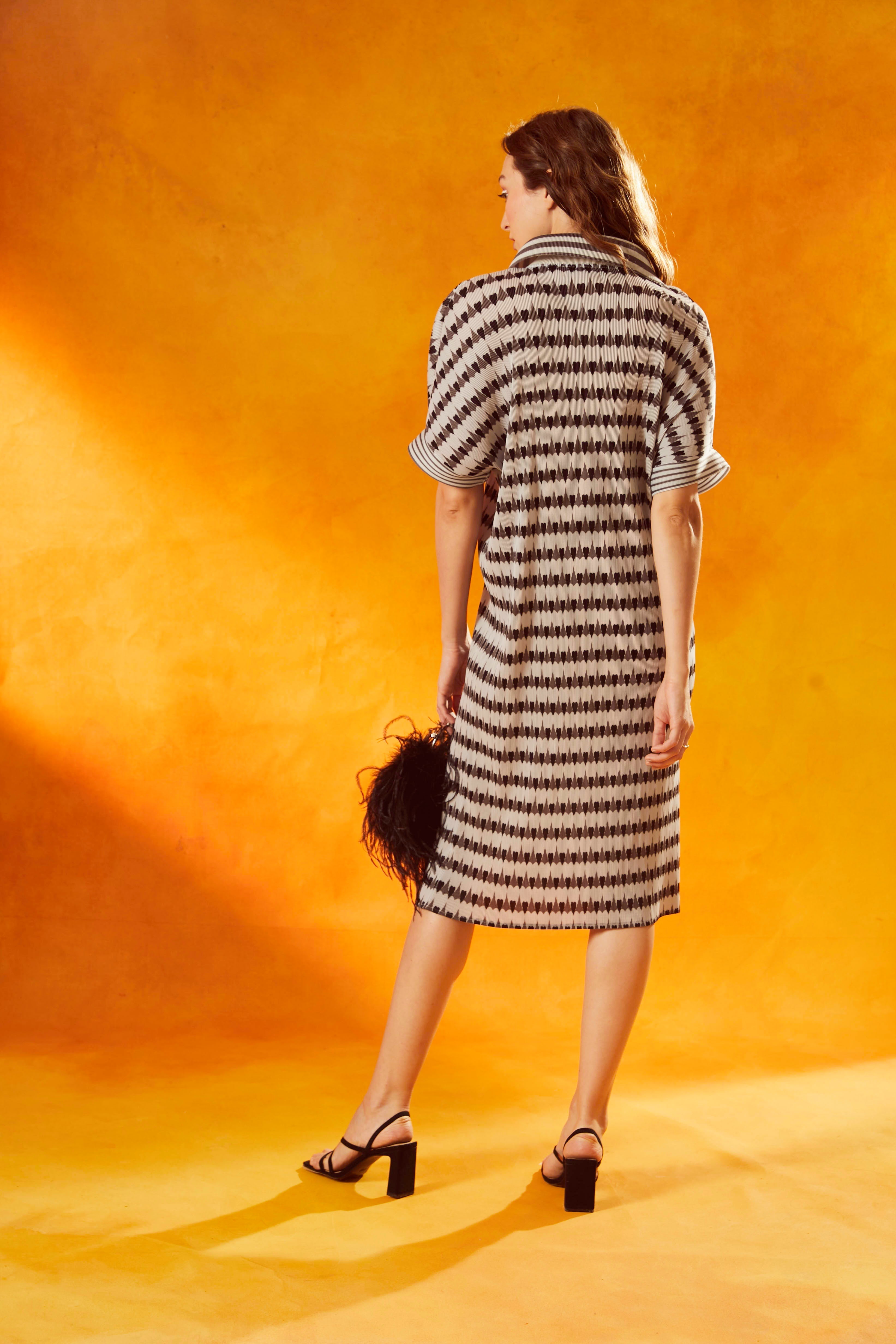 Heart Shirt Dress - Black & Grey