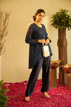 Load image into Gallery viewer, Fragrant Floral Uptown Sequence Tunic Co-ordinated with Pleated Pants - Lapis