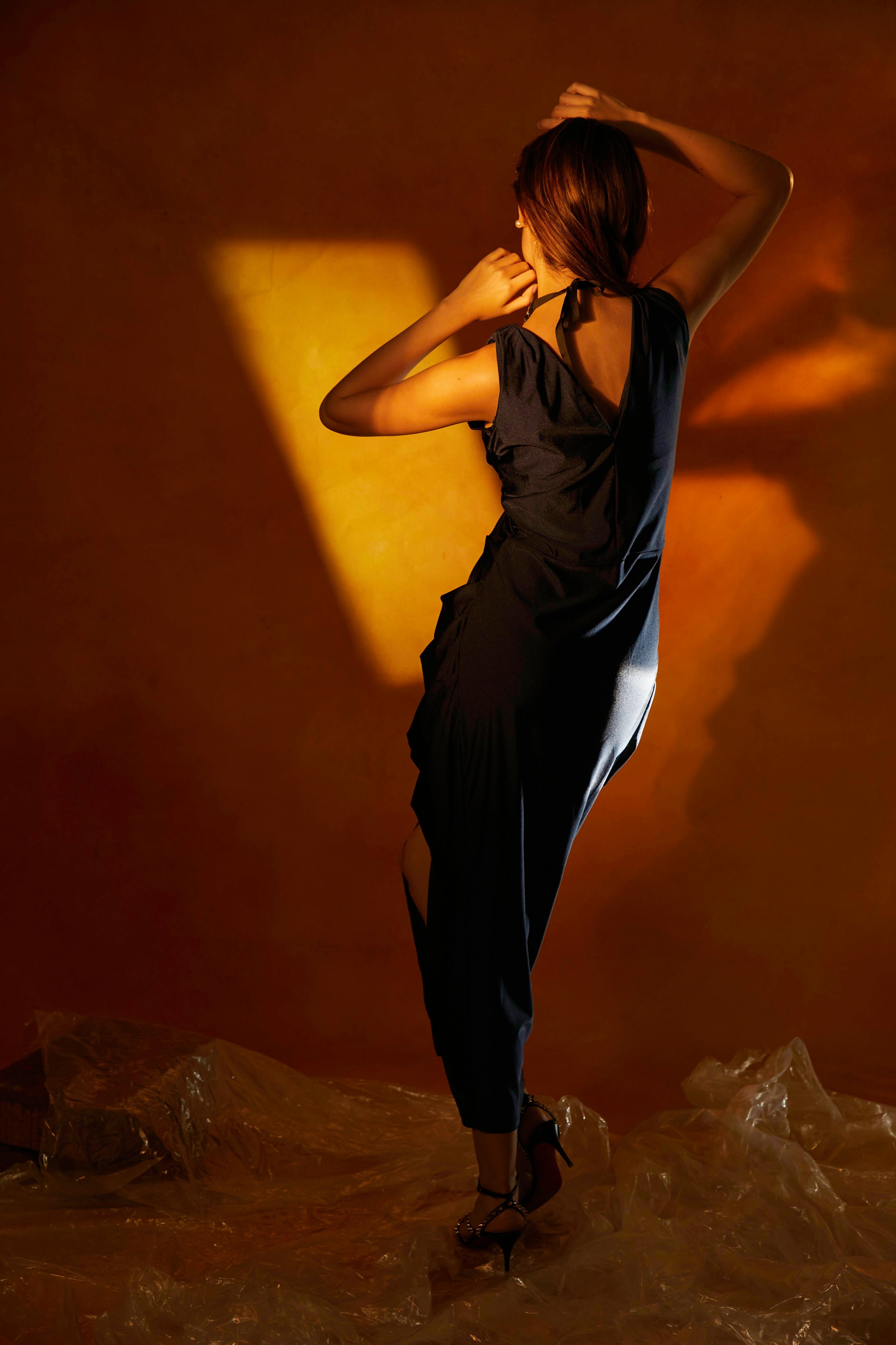 Stylish Satin Pleated Gown Saree
