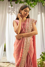 Load image into Gallery viewer, Dainty Mademoiselle Embellished Gown Saree - Pink