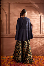 Load image into Gallery viewer, Kiri Embroidered Kaftan With Banarasi Lotus Flared Pant - Blue