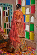 Load image into Gallery viewer, Banarasi Begum Ghaghra With Embroidered Blouse And Chunni - Orange