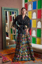 Load image into Gallery viewer, Banarasi Begum Ghaghra With Tie Top - Black