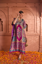 Load image into Gallery viewer, Banarasi Begum Embroidered Kaftan - Purple