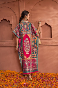 Banarasi Begum Embroidered Kaftan - Pink