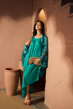 Load image into Gallery viewer, Slip Easy Dress with Chantilily Lace Cape - Teal