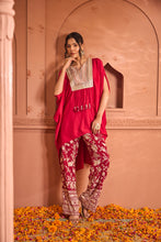 Load image into Gallery viewer, Reyna Gara Glazed Kaia Kaftan Top with Pants -Red