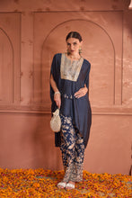 Load image into Gallery viewer, Reyna Gara Glazed Kaia Kaftan Top with Pants - Midnight Blue