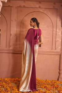 Idylic Adorned Gown Saree With Umbrous Palla - Wine