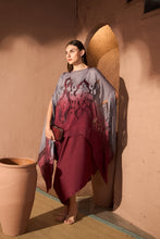 Load image into Gallery viewer, Slip Easy Dress With Organza Cape - Maroon Silver