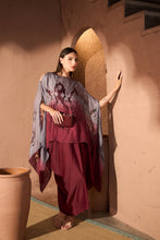 Load image into Gallery viewer, Slip Easy Dress With Organza Cape - Maroon Silver