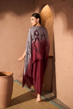 Load image into Gallery viewer, Slip Easy Dress With Organza Cape - Maroon Silver